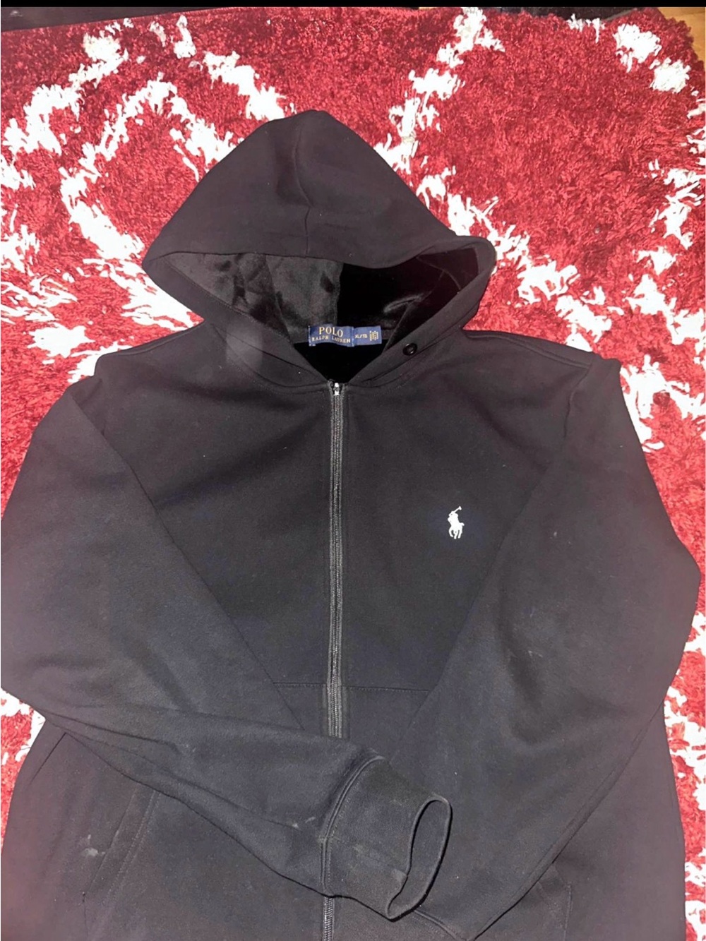 Ralph Lauren Black Zip-Up Hoodie with White Polo Pony